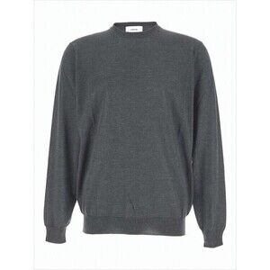 Lardini Classic Crew Neck Grey Wool Sweater - NWT